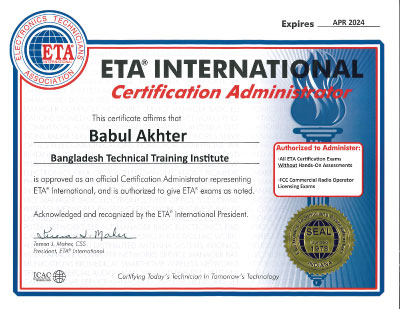 ETA Certificate administrator CA